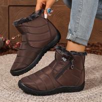 Women's Winter Warm Snow Boots – Faux Fur Lined Short Ankle Boots with Zipper and Non-Slip Sole for Outdoor Wear 36 ruda