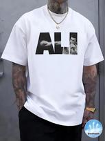 Mens Casual Boxing Graphic TShirt Soft Breathable Summer Tee with Ali Tribute Print Regular Fit Round Neck for Gym Casual 2XL