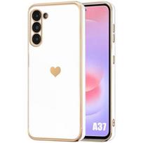 Case for Samsung Galaxy A37 5G, Protection with Heart Pattern Shockproof Ultra Slim Silicone White balta