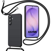 Case for Samsung Galaxy S26 Plus, Anti-Scratch Liquid Silicone Protection with Lanyard - Black juoda