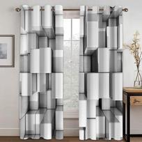 Black White Abstract Geometric Blocks Cube Red Curtains Suitable for Living Area Kids Bedchamber Bathroom Kicthen Door Home Decoration W65X60H(cm)X2Pcs&Hook