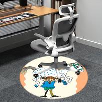 Pippi Longstocking,Horse Chair mat Round Rug Office carpet, Non slip, Suitable for Living Rooms, Bedrooms decor.1205161a 80cm by 80cm