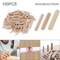 100Pcs 6/8/10mm Wooden Dowel Pins Fluted Needle Bolt Round Cork Wood Nails Carvings Bed Drawers Furniture Splicing Accessories 6mm