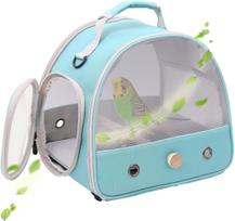 Bird Travel Carrier Cage Halinfer Clear Windows with Stand Perch and Mat in Green Color for Small to Medium Parakeet Budgies Parrot Cockatiel M žalia