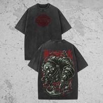 Vintage Bioshock Mineral Wash T-Shirt Big Daddy Rapture Graphic Tee Retro 90s Streetwear Bio Shock Shirt S gray