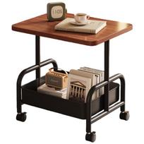 Shanshan Wood Art Tea Table, Living Room Movable Side Table, Sofa Storage with Wheels Coffee Table, Bedroom Storage Rack, Small Table juoda
