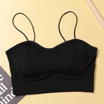 Ice Silk Push-Up Camisole Bra: Thickened Chest Pad Enhances Small Breasts, Featuring Anti-Exposure and Beautiful Back Design for Women. One Size (80-130 jin) Thin Pad 2CM juoda