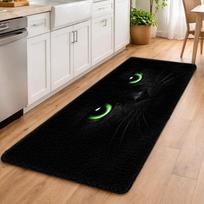 1Pcs Anti Fatigue Kitchen Rugs, Green Eyed Black Cat Print Waterproof Non-Slip Thick Cushioned Kitchen Mat Heavy Duty Comfort Standing Mat for Kitchen 40*60cm
