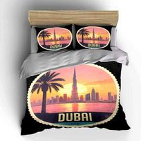 Dubai Skyline Souvenir Set Soft Comfortable Duvet Cover Bedding Set Included 1*Duvet Cover & 2*Pillowcases, Gift EU Twin 135X200cm&set