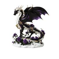 Bohemian Rose Black Gold Dragon 2D Acrylic Ornament for Office & Home Decor