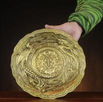All Copper Dragon and Phoenix Home Decor Brass Fruit Bowl Offering Plate