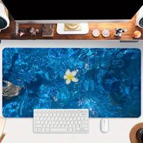Art Flowers Sea Blue Mouse Pad Large Rubber Base Antislip PC Desk Accessories Mousepad for OfficeGamer Keyboard Mats Decor Mat 800x400x2mm