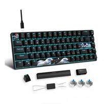 68 Keys 60% Mechanical Gaming Keyboard Hot Swappable Blue Switch Ice Blue Backlight Detachable USB-C Cable For Windows Mac Linux Blue Axis juoda