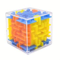Skaidrus 3D labirinto kubo galvosūkis su riedančiu kamuoliuku – smagus stresą mažinantis žaislas vaikams 1PC