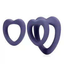 Loveline by Shots Loveline Heart Dual Intimate Ring Set Violet Storm Silicone 2 pcs
