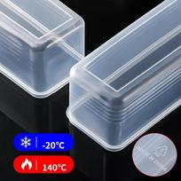Ilgos stačiakampės plastikinės šaldytuvo dėžutės su hermetiškais dangteliais 1PCS balta