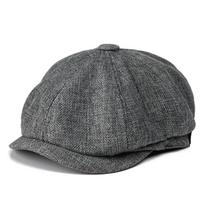 Hat Beret Men's New Linen British Octagonal Hat Spring Summer Thin Breathable Forward Hat M（56-58cm） tamsiai pilka spalva