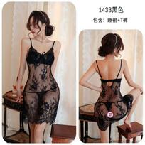 Erotic underwear women's sexy lace nightdress chest pad steel tray gathering temptation pajama set One size fits all ( 40-62.5kg ) juoda