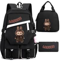 3pcs LABUBU Schoolbag School Backpack Lightweight Burden-reduced Ridge Protection and Large-capacity Children's Schoolbag Backpack for Grades 1-6 KTB