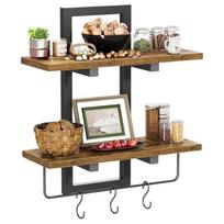 Wooden Wall-Mounted Shelf: Floating Storage for Living Room, Bedroom, Bathroom & Kitchen Décor Gold Single Piece