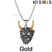 KISMIS 1PC Men's Evil Demon Horn Skull Pendant Necklace Vintage Gothic Punk Stainless Steel Jewelry auksas