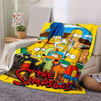Simpsonų Animacinis pledas, Trumpas pliušinis mielas šiltas pledas, Svetainės namų dekoracija Sofa Keturis sezonus Kelionės 80x120cm yellow