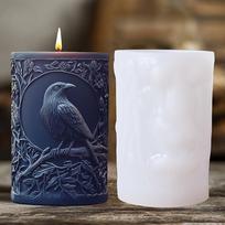 3D Bird Branch Relief Silicone Mold Cylindrical Candle Resin Mould for Bird Crow Leaf Branch Rose Flower Cement Gypsum Casting