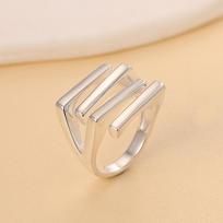 YintaiFei Korean Irregular Four-Layer Thai Silver Open Finger Ring for Women - Stylish and Unique Design Adjustable Opening