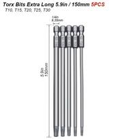 Magnetinis Torx Atsuktuvų Rinkinys 150mm Ypač Ilgas Saugumo Saugus Žvaigždės Grąžtas Atsuktuvų Antgaliai Šešiakampis 1/4 Rotaciniam Įrankiui