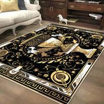 Luxury Marble Golden Pattern Large Rug Machine Washable Soft Flannel Carpet for Living Room Office Lounge Decor Sofa Mat 60x90cm