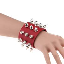 Erotic European and American punk non-mainstream exaggerated bracelets, tapered pointed rivets, three-row leather bracelets, bracelets, bracelets