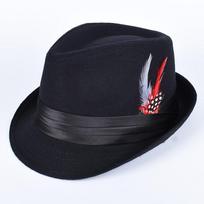 Plunksnų Fedora Skrybėlė Vyrams 2026 Ruduo Atsitiktinė Trumpomis Rankovėmis Fedora Elegantiškas Džentelmenas Sombrero Hombre Juoda Britiška Veltinio Viršutinė Skrybėlė About 58cm black