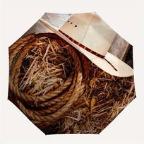 1pc cowboy hat, rope Themed High-quality Umbrella,Automatic Opening and Closing Umbrella,Multi-functional Umbrella G0811161 beige