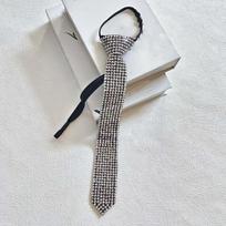 Locomotive Style Full Rhinestone Tie Choker Geometric Punk Style Long Necktie Black Collares Pre-tied Tie Cool Girls / Boys sidabras