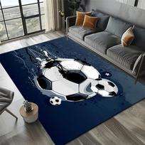 Soccer Crystal Velvet Rug, Non Slip Carpet, Stylish Bedroom Living Room Decor, Perfect Office Bedside Mat, Sport Themed Accent 50cm x 80cm