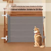 PRObebi No-Drill Retractable Safety Gate for Indoor Stairs and Pets beige