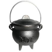 Halloween Witch Pot with Lid Heat-Resistant Portable Incense Burning Mini Cast Iron Cauldron Party Decoration B