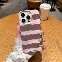 Pink Brown Stripes Phone Case For Samsung A05S A06 07 15 16 34 35 53 54 55 S23 24 25 Ultra S24 FE A17 26 36 56 Minimalist Cover Samsung A53 white