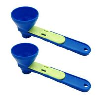 Yousheng 2Pcs Mess-Free Measuring Funnel Scoop Sliding Spoon for Protein Powder Coffee & Milk No-Spill Long Handle Supplement Powder Dispenser Kitchen mėlyna