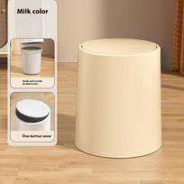 Polychrome Wastebasket Press Type Can DIY Solid ColorBedroom Waste Recycle Bin Odor Proof Trash Can Bathroom Accessories M 25.5X21.5CM