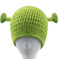 New Creative Handmade Balaclava Hat Funny Shrek Design For Women Men Monster Winter Wool Knitted Cap Unisex Warm Christmas Gifts beige