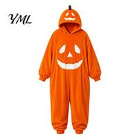 Helovino moliūgo vienetinis pižama suaugusiems, pliušinis jaukus cosplay kombinezonas su gobtuvu, vilnos kostiumas, oversized laisvi namų drabužiai, dovana mylėtojams S oranžinė