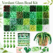 1200pcs Glass Beads for Jewelry Making, DIY Kit Supplies - with Pouch (Vase Not Included) One Size žalia