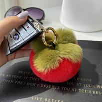 Cute Furry Persimmon Keychain For Custom Keys Accessories Soft Fluffty Fruit Keyring Bag Pendant Plush Orange Keyring