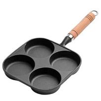 Keturių skylučių ketaus keptuvė kepti kiaušiniams, nepadengta, nelipni, universali indukcinei kaitlentei ir dujinei viryklei Fried egg pan
