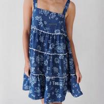 25th Anniversary Cross-Border A-Line Denim Dress - Women's Spaghetti Strap Pleated Backless Tank Top Small mėlyna