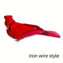 2pcs/set Red Foam Feather Bird Artificial Imitation Cardinal Birds Model Home Garden Plant Wedding Decoration Ornaments DIY Party Clip style-2pcs