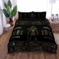 Antique Egyptian Hieroglyphs N Deities Duvet Cover Set King Queen Double Full Twin Single Size Bed Linen Set EU single(135x200cm)