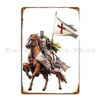 Riteriai Templieriai Pasirengę Kovai Metalinė Plokštelė Plakatas Garažo Alaus Baro Sienų Dekoras Svetainės Personalizuotas Skardinis Plakatas 20x30cm（7.8x11.8inch）