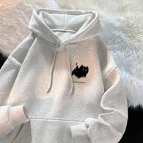 Hoodie Women's Trendy Brand Versatile Hong Kong Style High Street American Printed Top Autumn and Winter Coat S